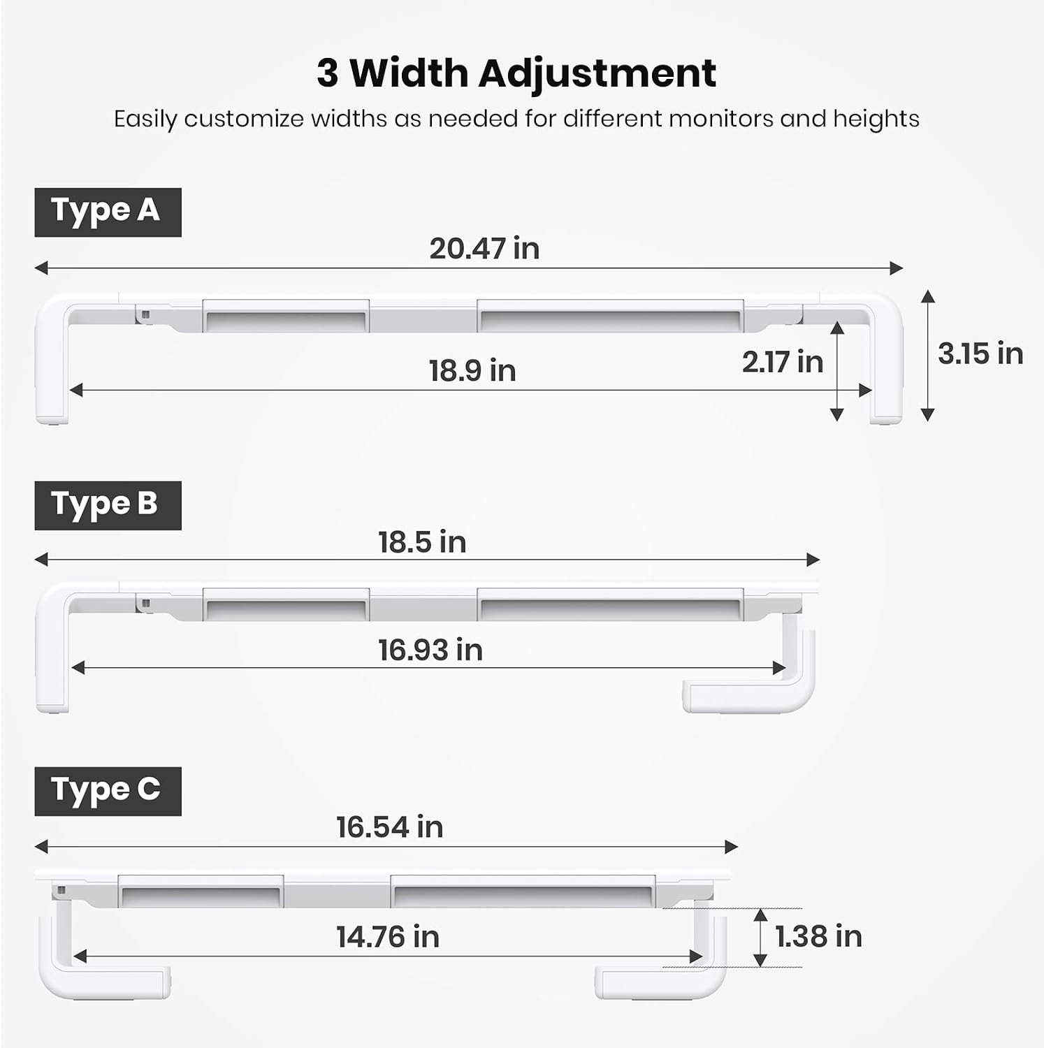 Monitor stand riser, foldable, height adjustable computer stand, desk shelf riser with storage drawer & tablet phone stand for desktop, laptop (white) - view 8