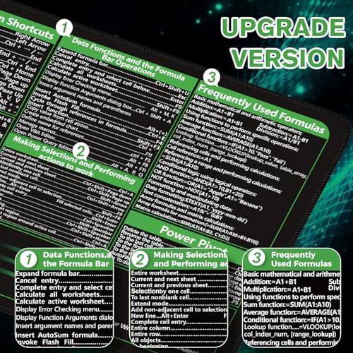 Excel Cheat Sheet Desk Pad, Excel Mouse Pad Shortcuts - view 5