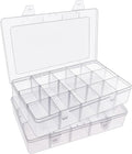 Bead organizer storage 2 pack 15 grid clear plastic tackle box adjustable | clear plastic, adjustable dividers, label stickers included, for beads crafts jewelry fishing tackle and small parts
