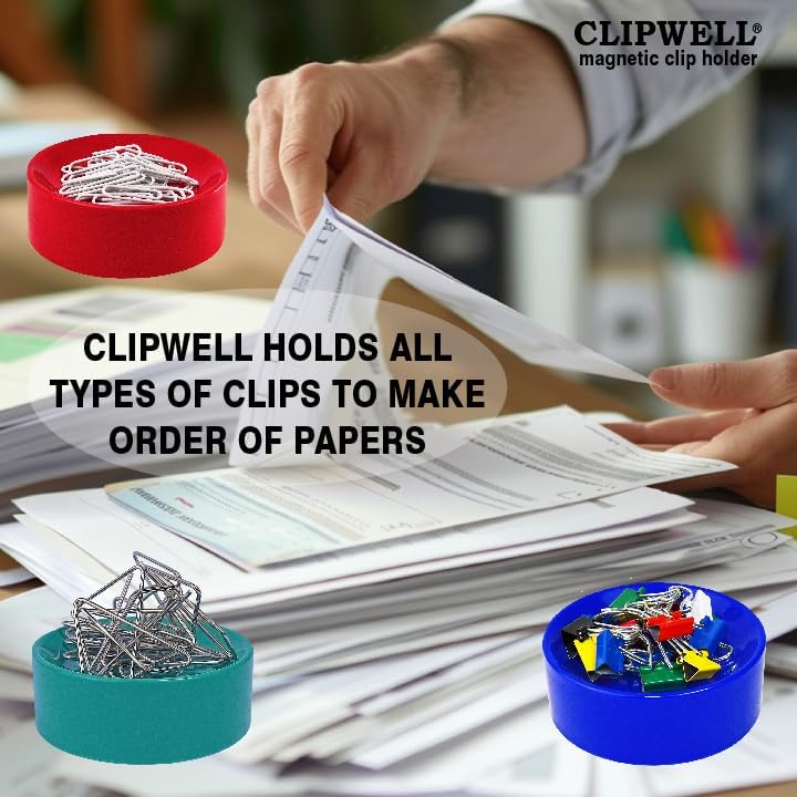 Magnetic paper clip holder - easy toss & pick-up - holds various metal parts - powerful sweep-up magnet - ideal locker accessory & home & office organizer - white - view 3