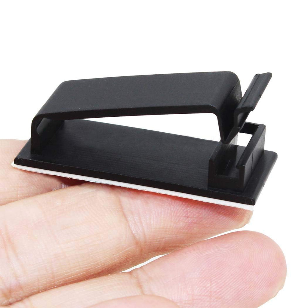 50Pcs Self Adhesive Cable Management Clips - Black | for TV PC Ethernet Cable, Wall, under Desk Home Office - view 2