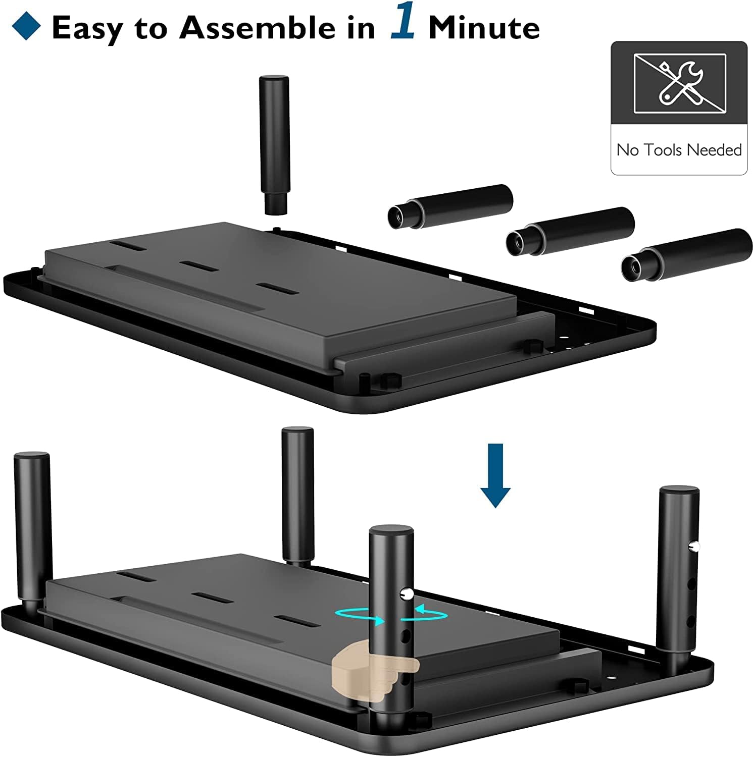 2 Pack Adjustable Monitor Stand Riser with Drawer, Supports 44lbs | Ergonomic Mesh Platform for Desk, Ventilated Laptop and PC Use with Cable Management for a Cooler, Organized Workspace - view 7