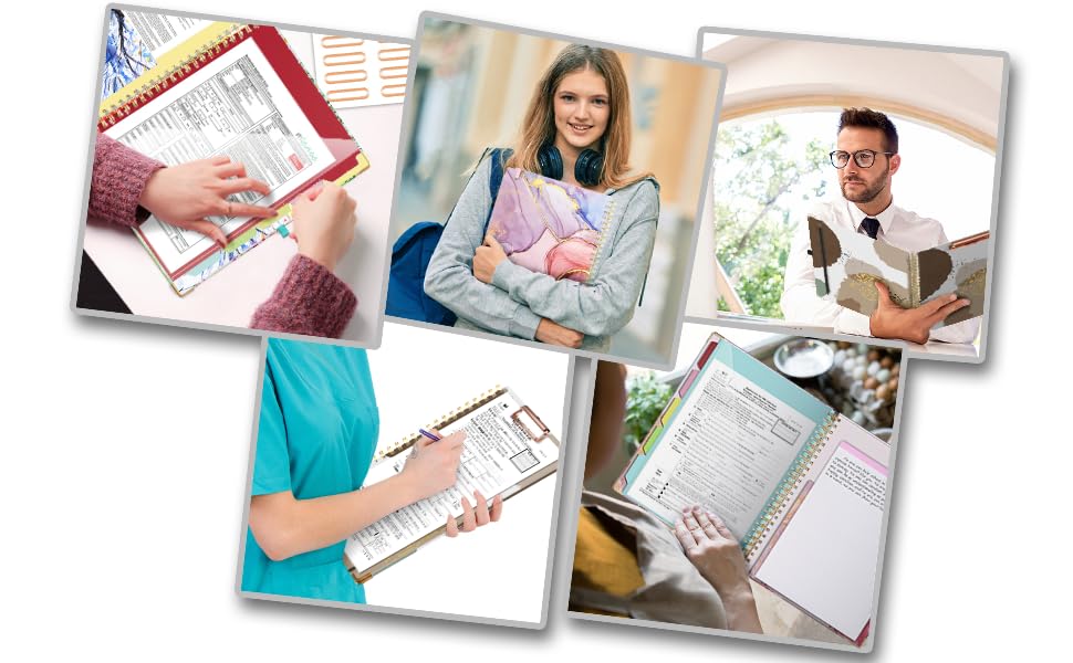 Clipboard with Storage 8.5 X 11，Padfolio Organizer, Spiral Portfolio Letter Size with Notepad, Pen Holder, 5 Extra Folder Divider Pages, Elastic Closure Nurse Essentials(Earthy Abstract) - view 6