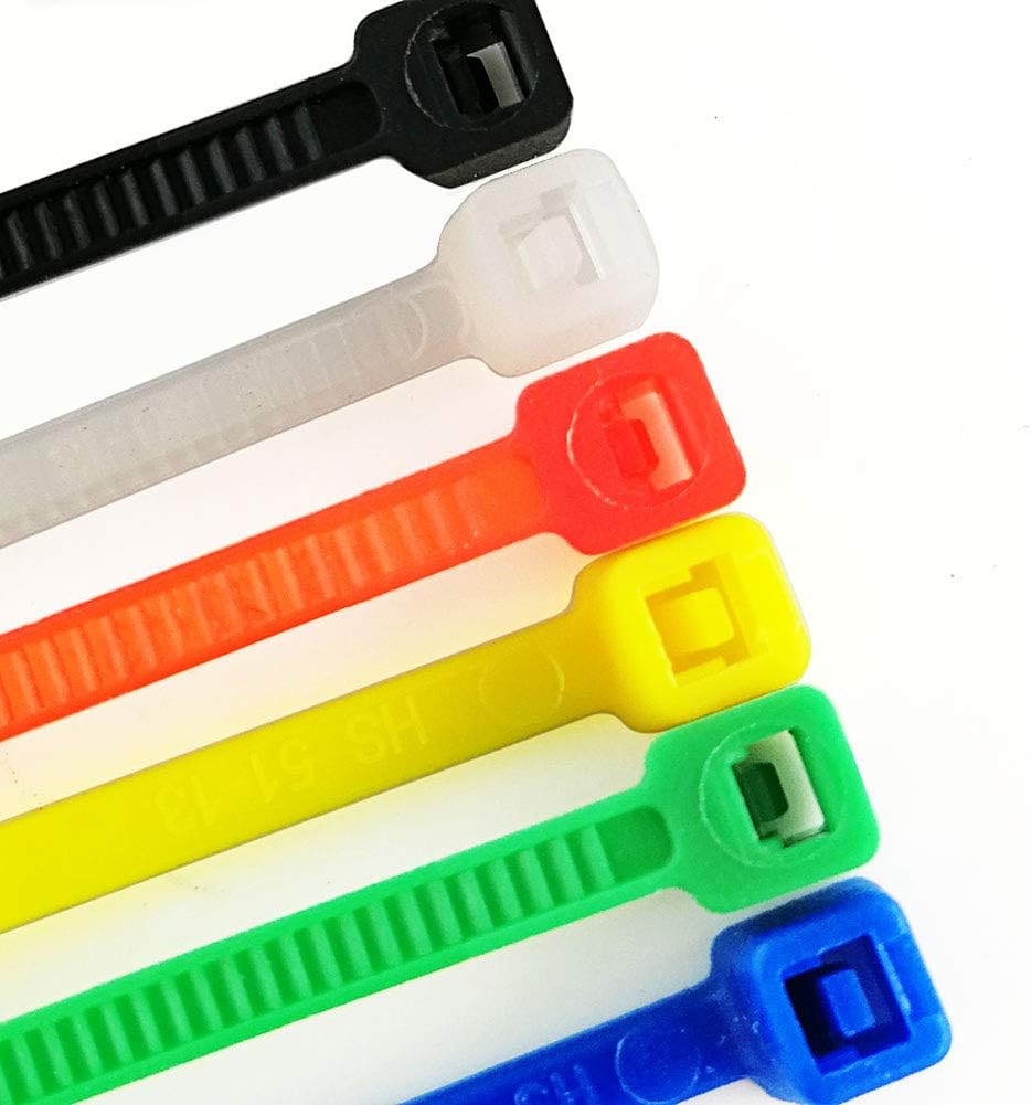 Colored Zip Ties Neon Small Nylon Wire Ties Assorted 6 Colors (Green,Yellow, Black, White, Blue, Red) 4 Inch for Crafts,Bulk 600 Pack