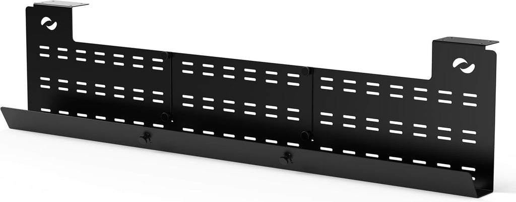 Under Desk Cable Management Tray & Cord Raceway, Black | Underdesk Cord Organizer, Standing Desk Cable & Wire Management, Heavy Duty, Straps Included, Medium