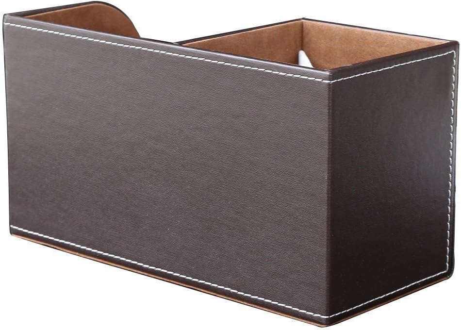 Desk Organizer Office Supplies Caddy Pu Leather Multi-function Storage Box Pen/Pencil,Cell phone, Business Name Cards Remote Control Holder with Small Drawer Brown - view 7