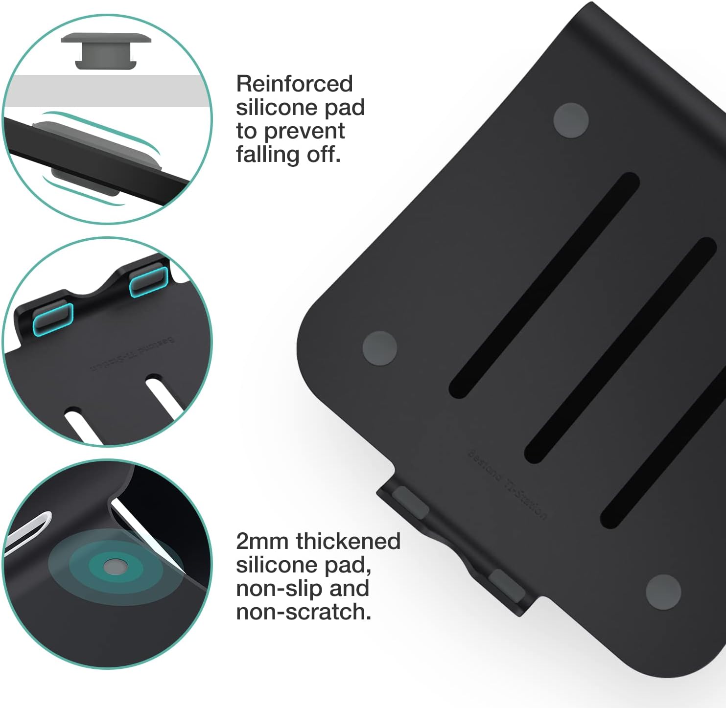 Laptop stand, aluminum notebook holder riser heat-vent for 11-16 inches notebook (black) - view 4