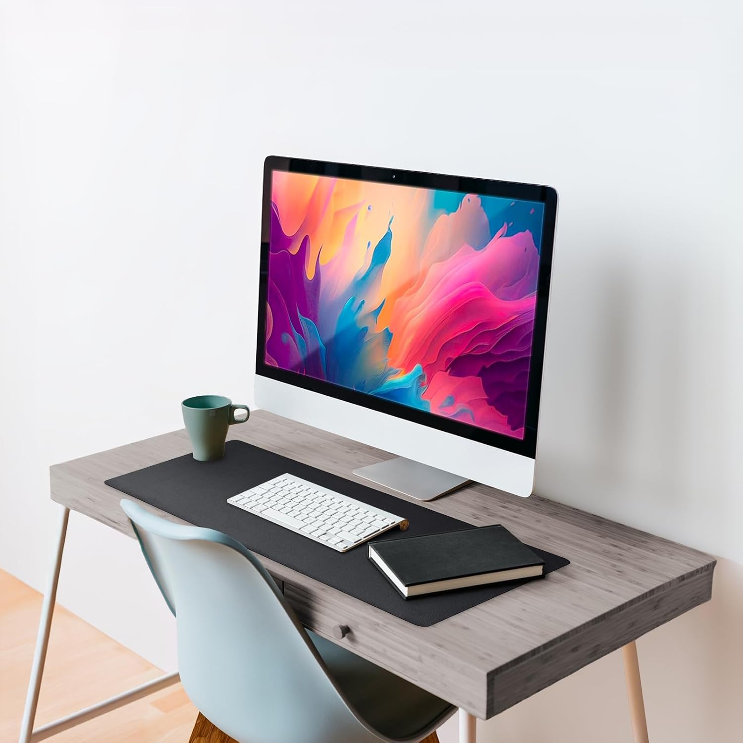 Leather Desk Mat Large 44" x 22", Desk Protector Mat, PU Leather Desk Pad, Large Mouse Pad, Desk Blotter, Desk Pads on Top of Desks, Desk Matt for Desktop, Office Desk Mat (Black) - view 4