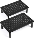 2 Pack Monitor Riser Desktop Stand Flat Screen TV Monitor Stand Riser | 3 Height Adjustable PC Stand with Mesh Platform Sturdy Metal Laptop Computer Monitor Stand Shelf for Printer, iMac