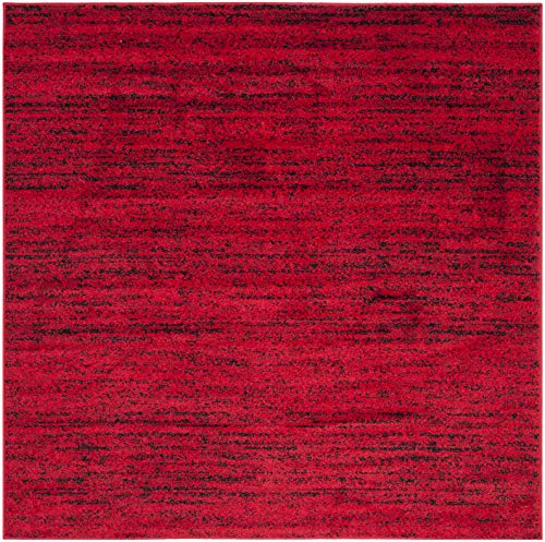 Adirondack Collection 6' Square Red/Black ADR117F Modern Abstract Non-Shedding Living Room Bedroom Dining Home Office Area Rug - view 2