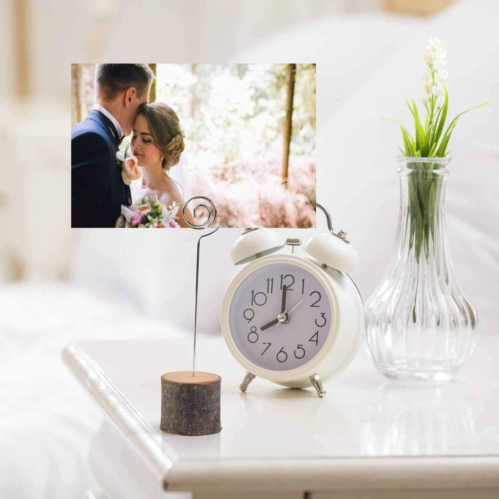 20Pcs Premium Wood Place Card Holders with Swirl Wire and 30 Pcs Kraft Place Cards, Memo Holder, Table Number Holders Stands, Name Cards Photo Holders for Wedding Party Sign Food Cards Label - view 5