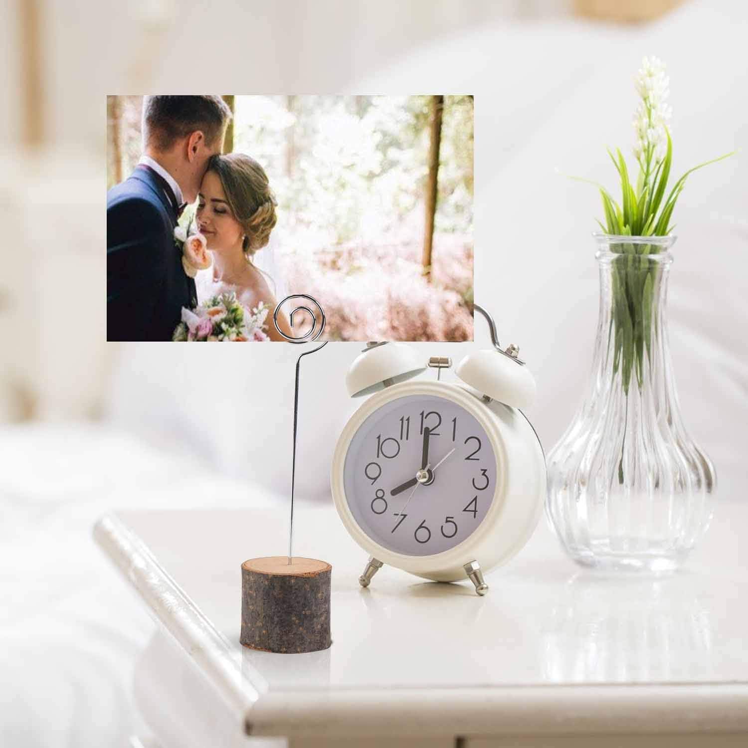 20Pcs Premium Wood Place Card Holders with Swirl Wire and 30 Pcs Kraft Place Cards, Memo Holder, Table Number Holders Stands, Name Cards Photo Holders for Wedding Party Sign Food Cards Label - view 5