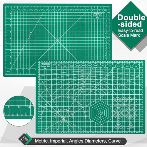Density-upgraded Self Healing Cutting Mat, 18inch x 12inch Craft Cutting Mat for Table Protection, 5-Ply Rotary Cutting Board Double-sided for Cutting Quilting Modeling Projects, Green - view 3