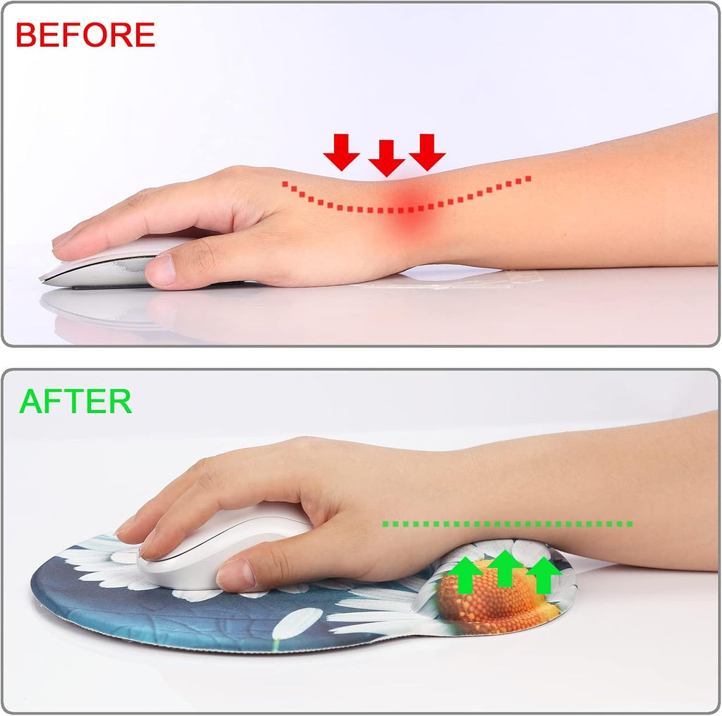 Ergonomic mouse pad with wrist rest support, gel mouse pads for desk | big mousepad with coaster non-slip & pain relief for computer, home & office desk decor - view 6