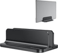 Vertical laptop stand holder, adjustable dock for MacBook, black | aluminum stand for MacBook stand, fits Chromebook & gaming laptops up to 17.3 in, office desk organization, space-saving