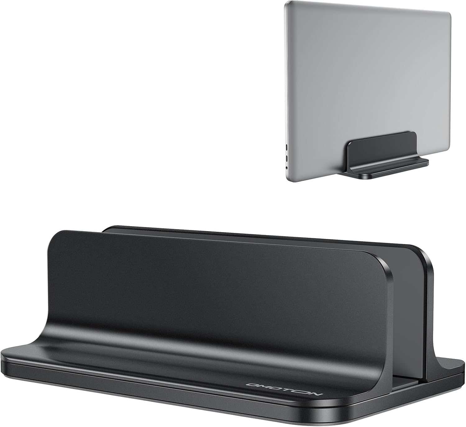 Vertical laptop stand holder, adjustable dock for MacBook, black | aluminum stand for MacBook stand, fits Chromebook & gaming laptops up to 17.3 in, office desk organization, space-saving