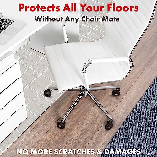 Office Chair Wheels Replacement Set - Soft Desk Chair Casters for Wood Hardwood Floors & Carpet - Heavy Duty & Safe For All Floors Without Chair Mats - Fits 98% Computer Gaming & Office Chairs - Black - view 3