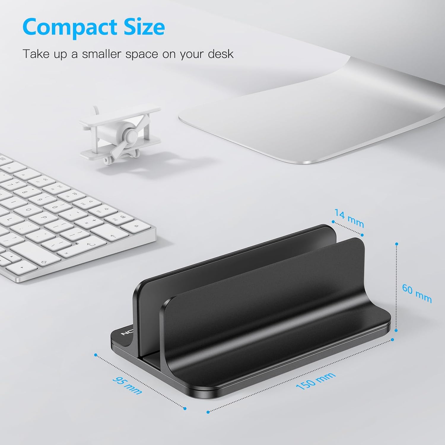 Vertical laptop stand holder, adjustable dock for MacBook, black | aluminum stand for MacBook stand, fits Chromebook & gaming laptops up to 17.3 in, office desk organization, space-saving - view 3