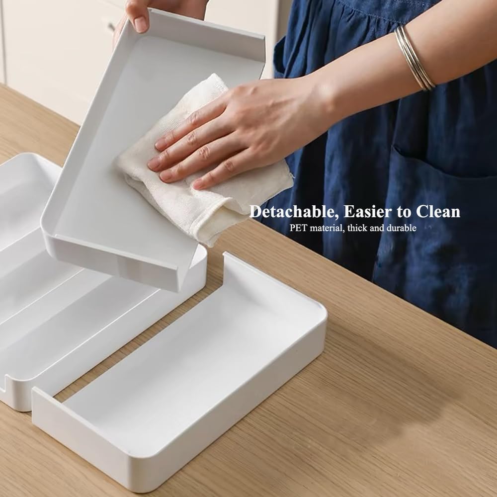 Shallow Desk Drawer Organizer, 1.73" Modular Expandable Tray | White Divider Bins For Office Stationery, Makeup & Kitchen Utensils, Fits 4.4cm Low-Profile IKEA Alex, BPA-Free PET. - view 4