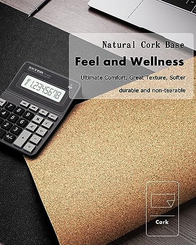 Double-Sided Desk Pad, 31.5"x15.7"Leather Desk Mat, Eco Cork Desk Pad Protector,Large Mouse Pad,Waterproof Desk Blotter for Office/Home(Black) - view 3
