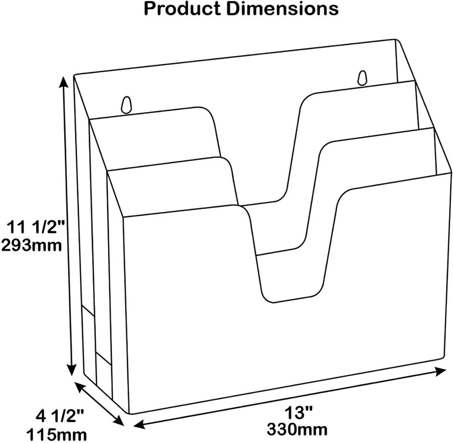 Horizontal Triple File Folder Organizer Sorter, Letter Size, Purple | 3 compartments to separate and organize documents, folders and papers - view 3