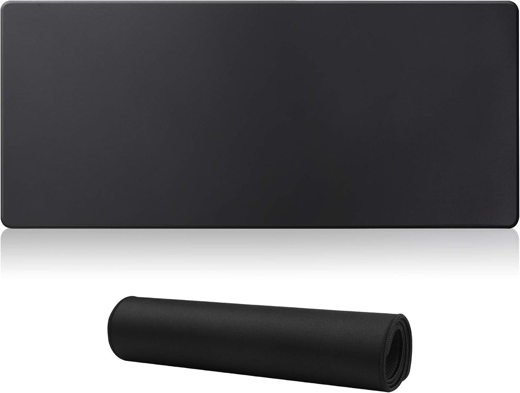 Large gaming mouse pad with stitched edges, [27.5x11.8in] extended mouse pad with non-slip natural rubber base for gamer/desktop/office/home (70x30 black)