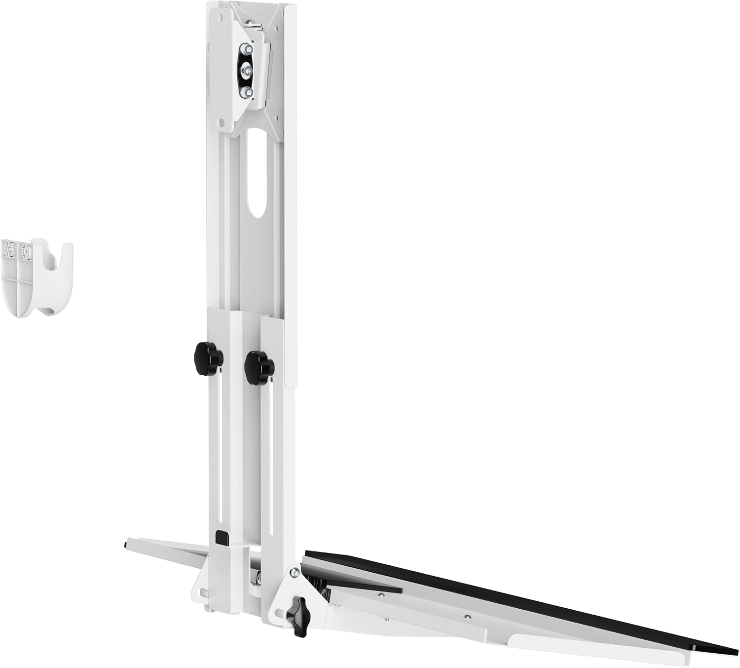 MED01 Medical Monitor and Keyboard Wall Mount For 17" to 32" Display with Height Adjustable Standing Keyboard Tray | Wide Platform with Mouse Pad | Wall Mount Scanner Holder - view 8