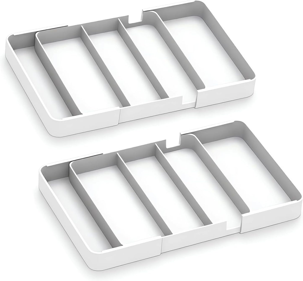 Shallow Desk Drawer Organizer, 1.73" Modular Expandable Tray | White Divider Bins For Office Stationery, Makeup & Kitchen Utensils, Fits 4.4cm Low-Profile IKEA Alex, BPA-Free PET. - view 7