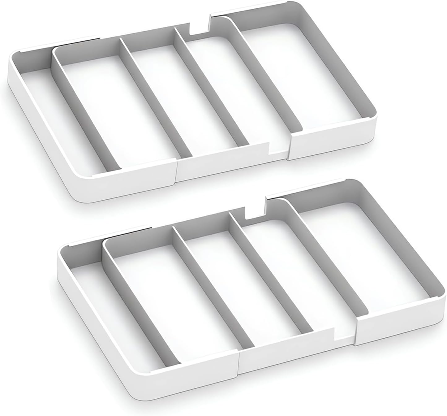 Shallow Desk Drawer Organizer, 1.73" Modular Expandable Tray | White Divider Bins For Office Stationery, Makeup & Kitchen Utensils, Fits 4.4cm Low-Profile IKEA Alex, BPA-Free PET. - view 7