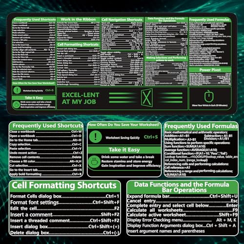 Excel Cheat Sheet Desk Pad, Excel Mouse Pad Shortcuts - view 3