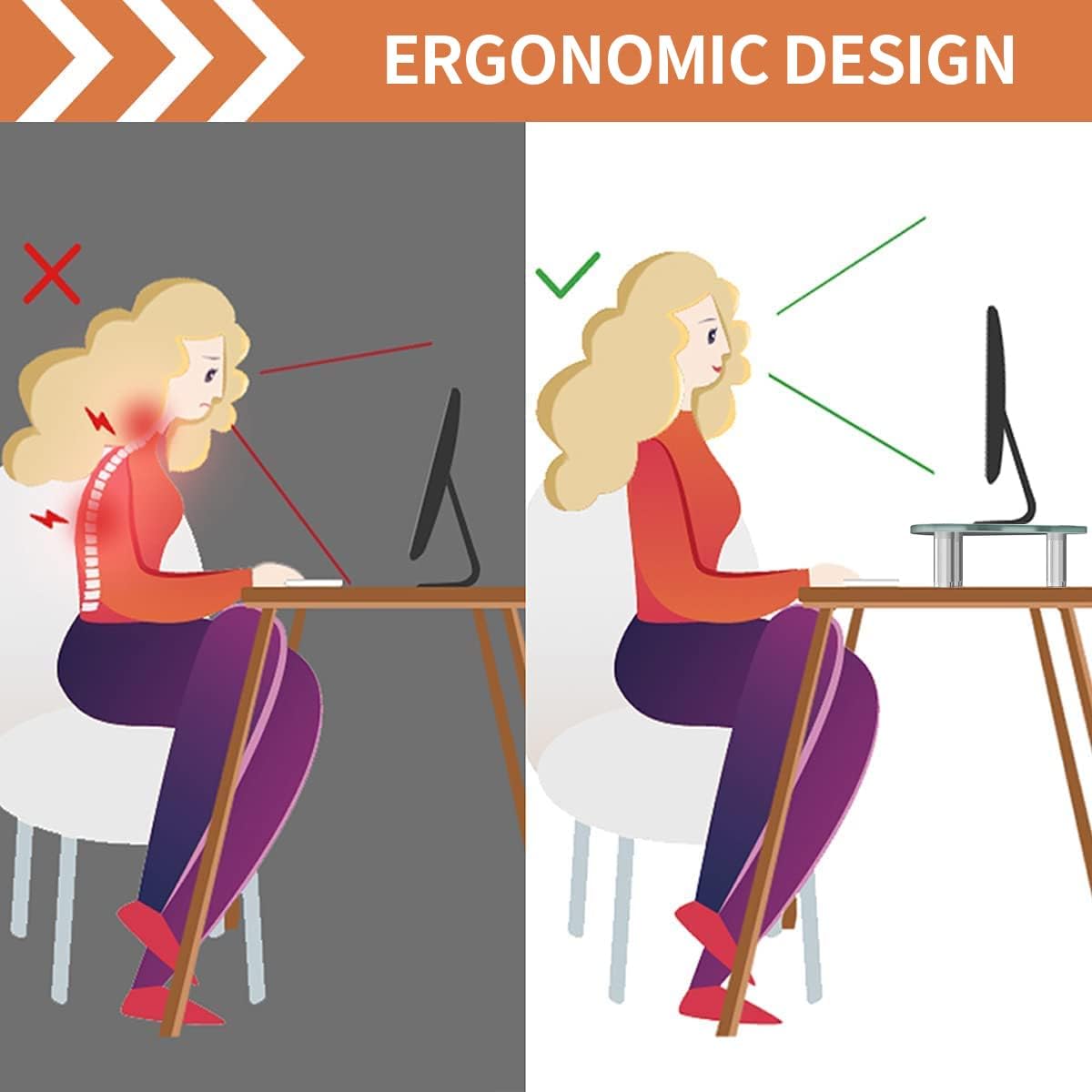 2 Pack Computer Monitor Riser | Triangle Desktop Universal Corner Stand for Computer Monitor & Laptop HD01T-203 - view 5