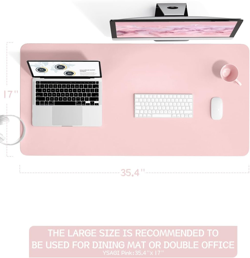 Writing Desk Pad Protector, Anti-Slip Thin Mousepad for Computers,Office Desk Accessories Laptop Waterproof Desk Protector for Office Decor and Home (Pink, 35.4" x 17") - view 5