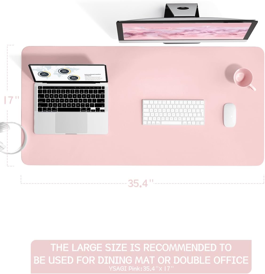 Writing Desk Pad Protector, Anti-Slip Thin Mousepad for Computers,Office Desk Accessories Laptop Waterproof Desk Protector for Office Decor and Home (Pink, 35.4" x 17") - view 5