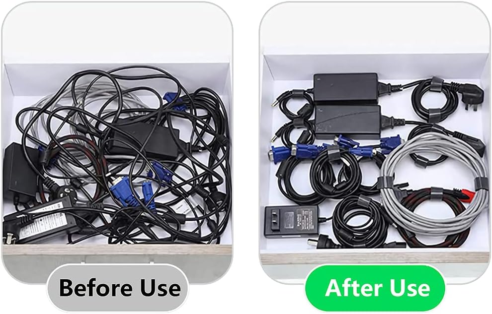 Cable Ties Reusable Black 50 Pack Cord Straps Hook and Loop Wire Wraps Keepers Clips Organizer Management Kit for tv pc Computer Charging Data Cables - view 4