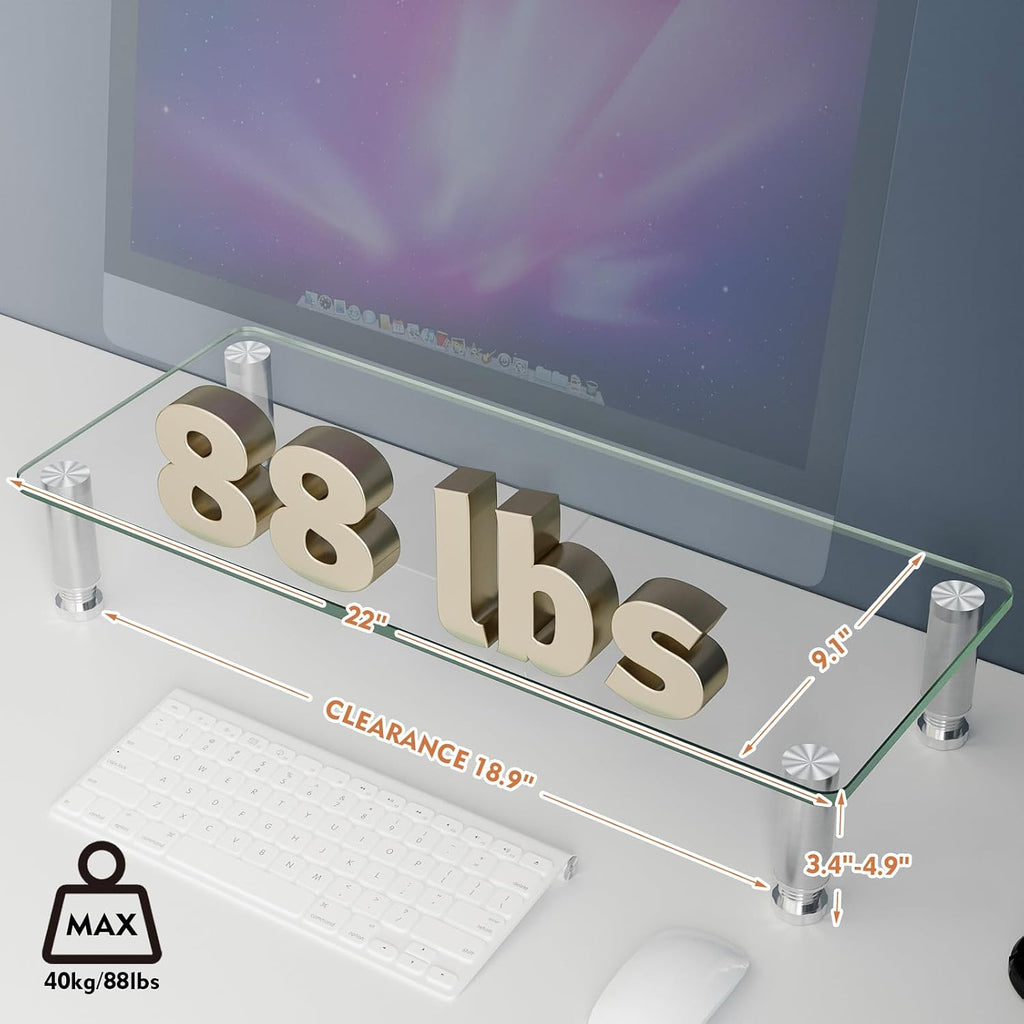 Clear Computer Monitor Riser with Height Adjustable Multi Media Desktop Stand for Flat Screen LCD LED TV, Laptop/Notebook/Xbox One,HD01T-001 - view 3