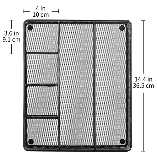 Metal Mesh Desk Organizer with 6 Compartments, Anti-Slip Pen Holder Storage Tray for Office Supplies and Home, Black - view 5