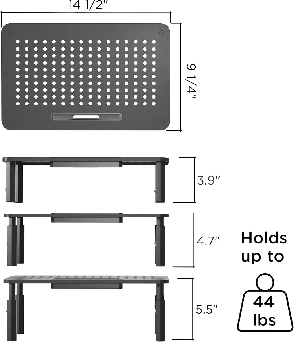 Back Saver Monitor Stand for Desk - 2 Pack Monitor Riser - Anti-Skid HD Hexagonal Steel Computer Stand - Free Cable Ties - Mesh Metal Computer Item Stand - Printer & iMac - view 2