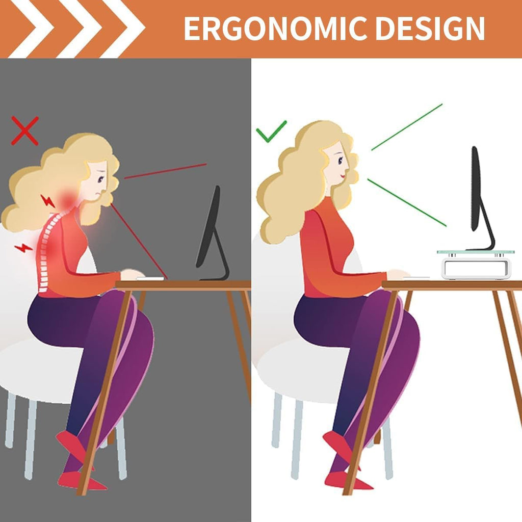 2 Pack Computer Monitor Stand Riser Multi Media Desktop Stand for Flat Screen LCD LED TV, Laptop/Notebook, with Tempered Glass and Metal Legs,HD02T-201 - view 5