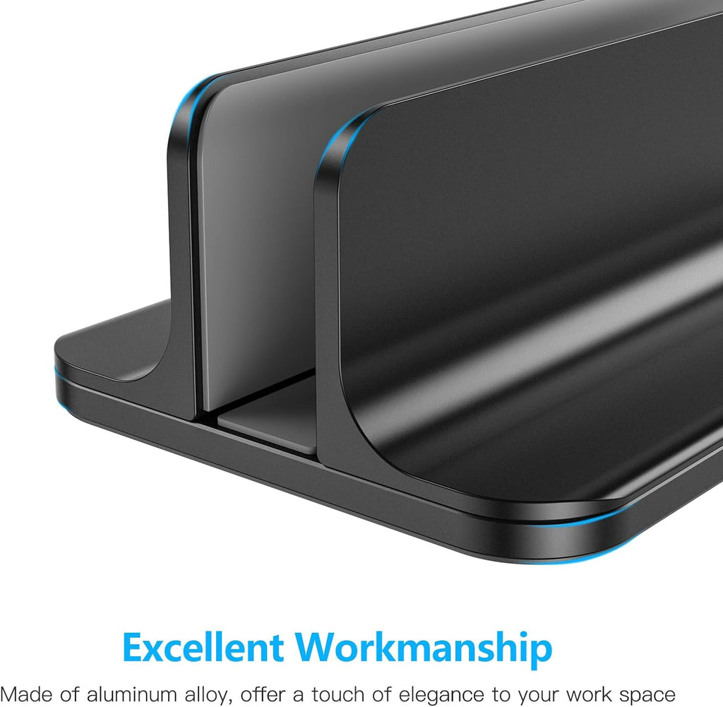 Vertical laptop stand holder, adjustable dock for MacBook, black | aluminum stand for MacBook stand, fits Chromebook & gaming laptops up to 17.3 in, office desk organization, space-saving - view 7