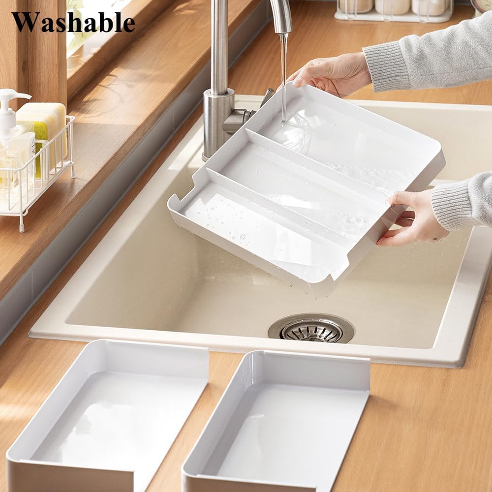 Shallow Desk Drawer Organizer, 1.73" Modular Expandable Tray | White Divider Bins For Office Stationery, Makeup & Kitchen Utensils, Fits 4.4cm Low-Profile IKEA Alex, BPA-Free PET. - view 5
