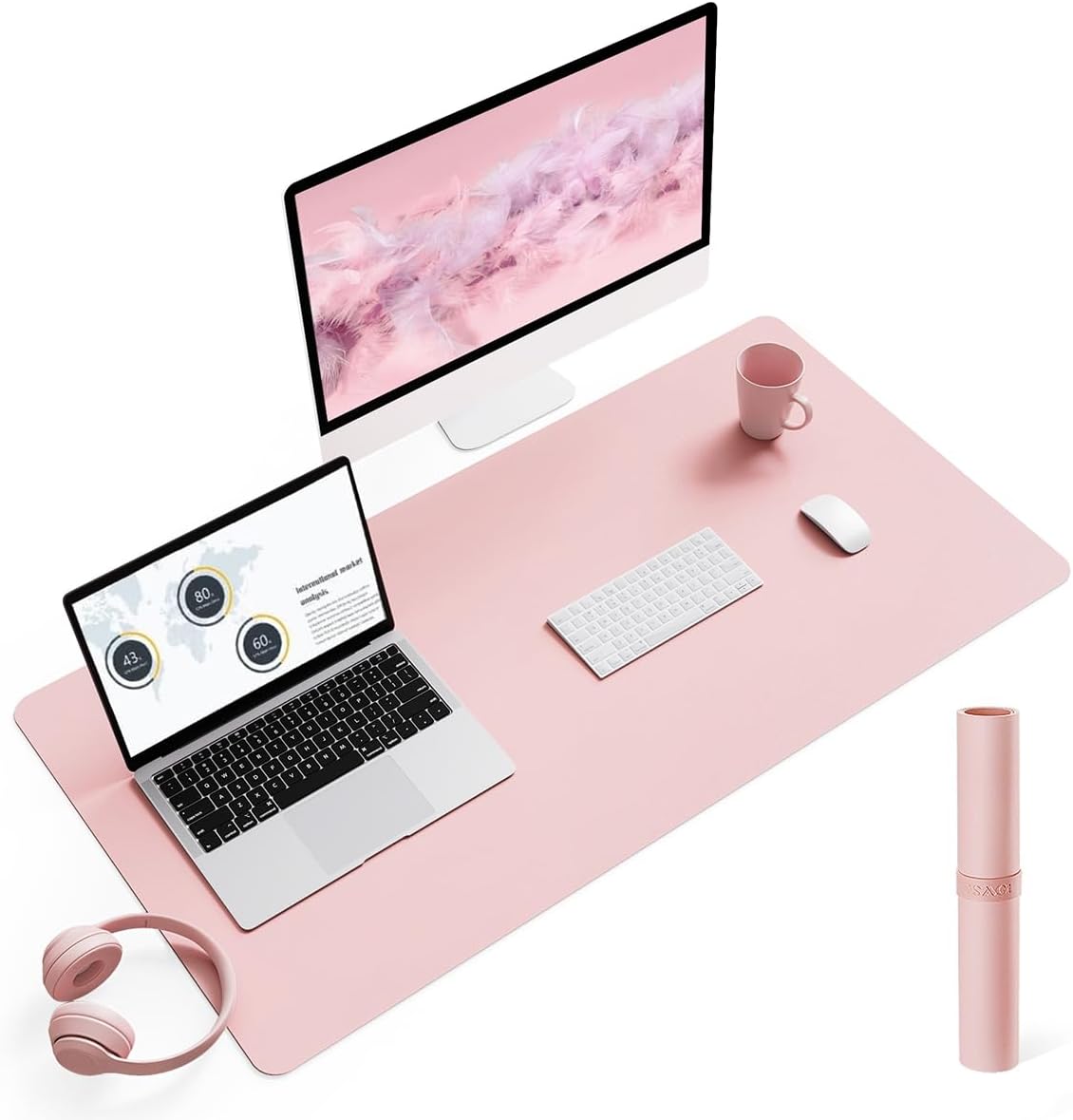 Writing Desk Pad Protector, Anti-Slip Thin Mousepad for Computers,Office Desk Accessories Laptop Waterproof Desk Protector for Office Decor and Home (Pink, 35.4" x 17")