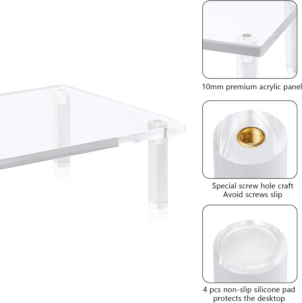 20x7.5 Acrylic Monitor Stand Riser, Clear Computer Stand for Laptop, iMac, Pc, Printer, Desktop Ergonomic,Desk Riser Work from Home Accessories Office Supplies Platform Save Space - view 5