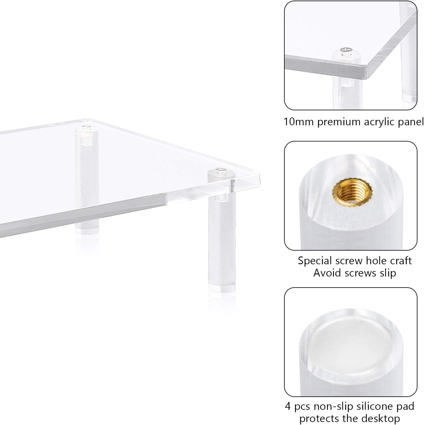 20x7.5 Acrylic Monitor Stand Riser, Clear Computer Stand for Laptop, iMac, Pc, Printer, Desktop Ergonomic,Desk Riser Work from Home Accessories Office Supplies Platform Save Space - view 5