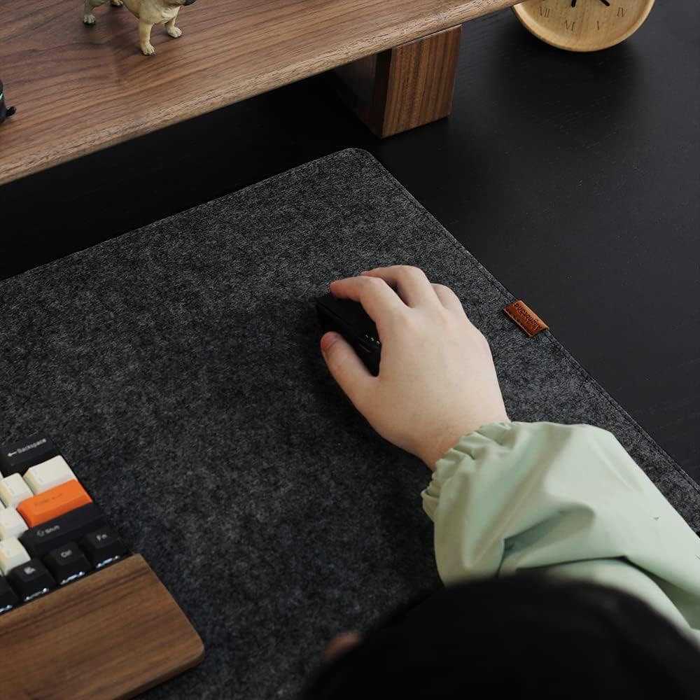 Felt Desk Mat,Non-Slip Mouse Pad, 27.5"x11.8" Office Supplies Desk Protector, Desk Accessories for Home and Office (Black) - view 4