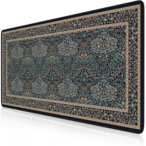 Desk Cover Mat, Office Mouse Pad,35.4x15.7in,Retro Black