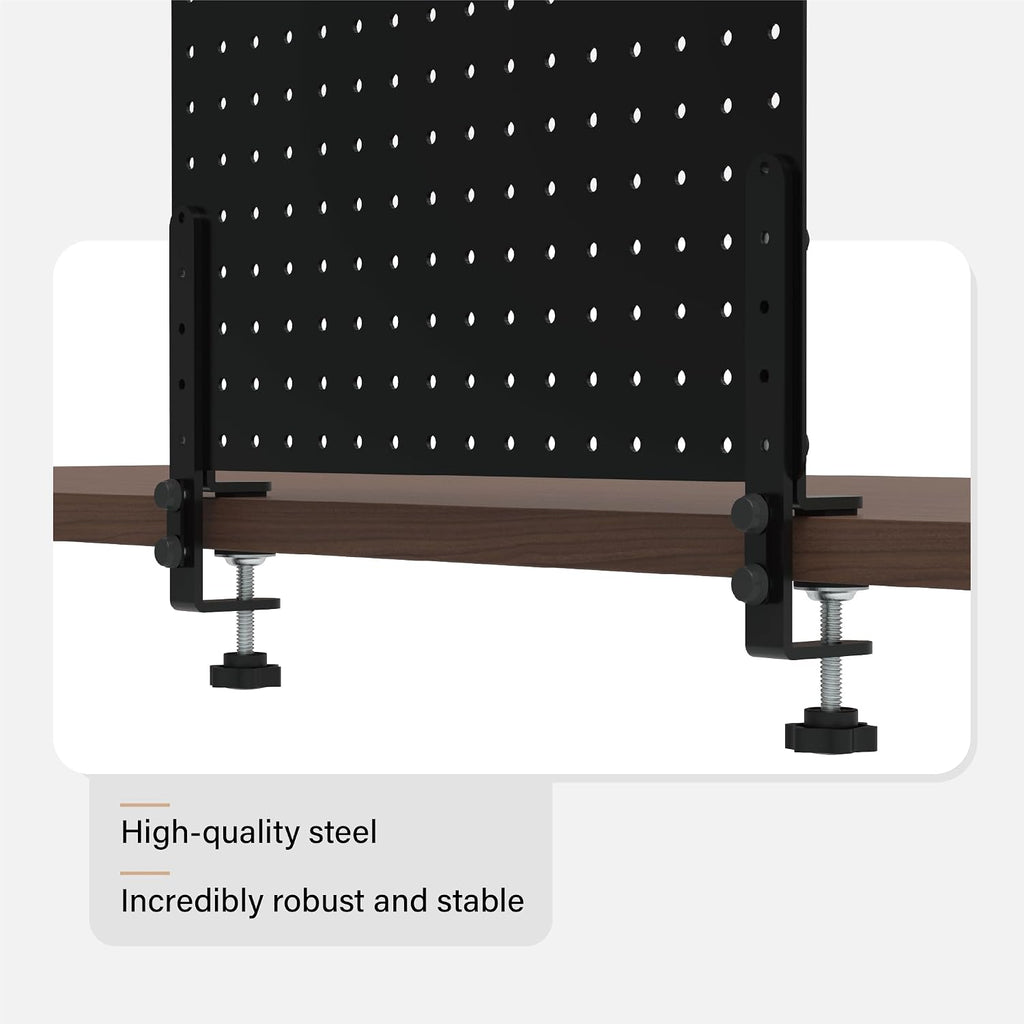 32 x 12 Inch Clamp On Desk Pegboard Complete Kit | No Drill Metal Privacy Panel and Organizer with Accessories for Home Office, Gaming Setup, Cables and Supplies - view 4