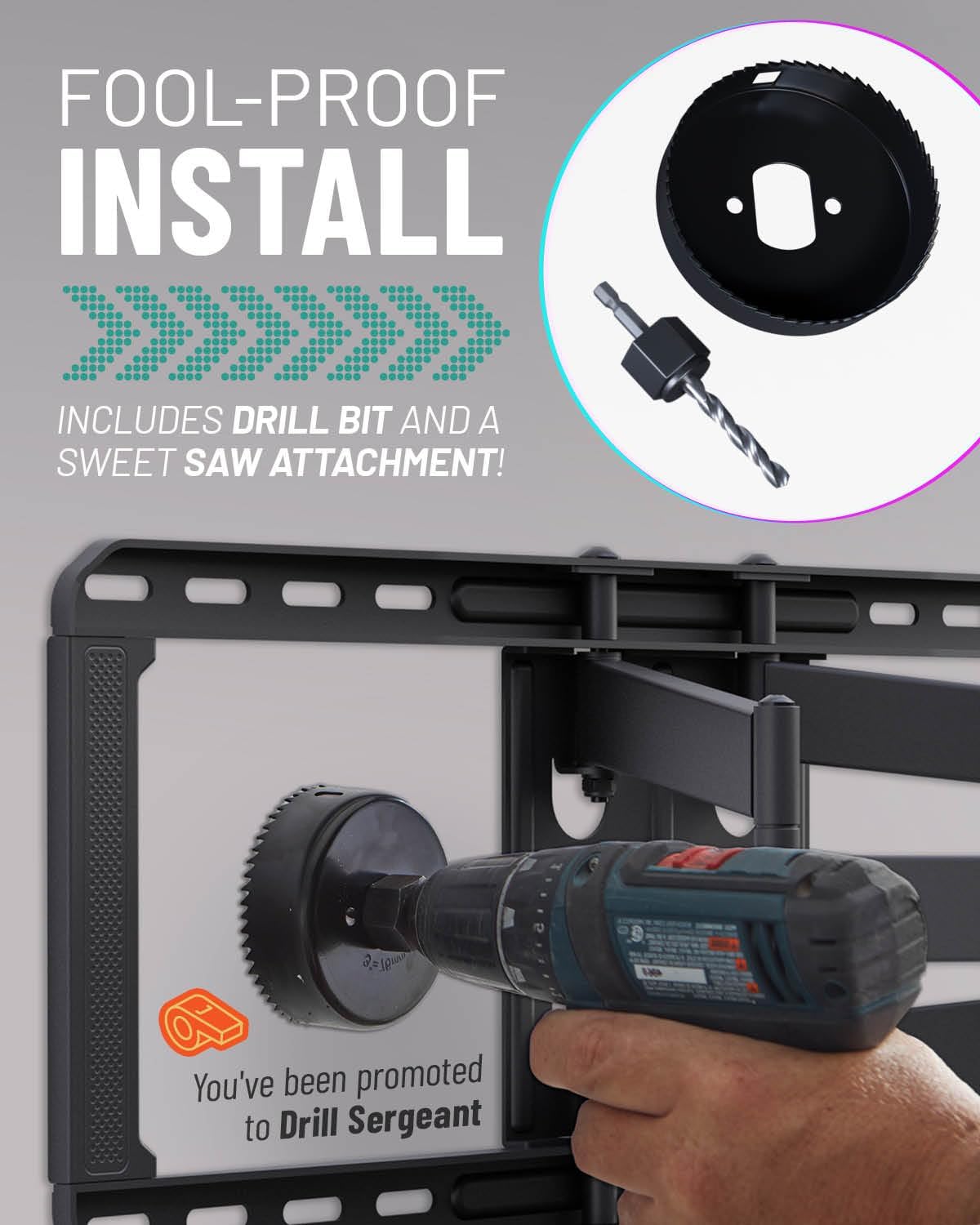 In-Wall Cable Management Kit for Power & Low Voltage Cords â Hide TV Wires Behind the Wall â Includes 3.75â Diameter x 3.25â Depth Modules, 6ft Extension Cord, Drywall Hole Saw Attachment - view 5