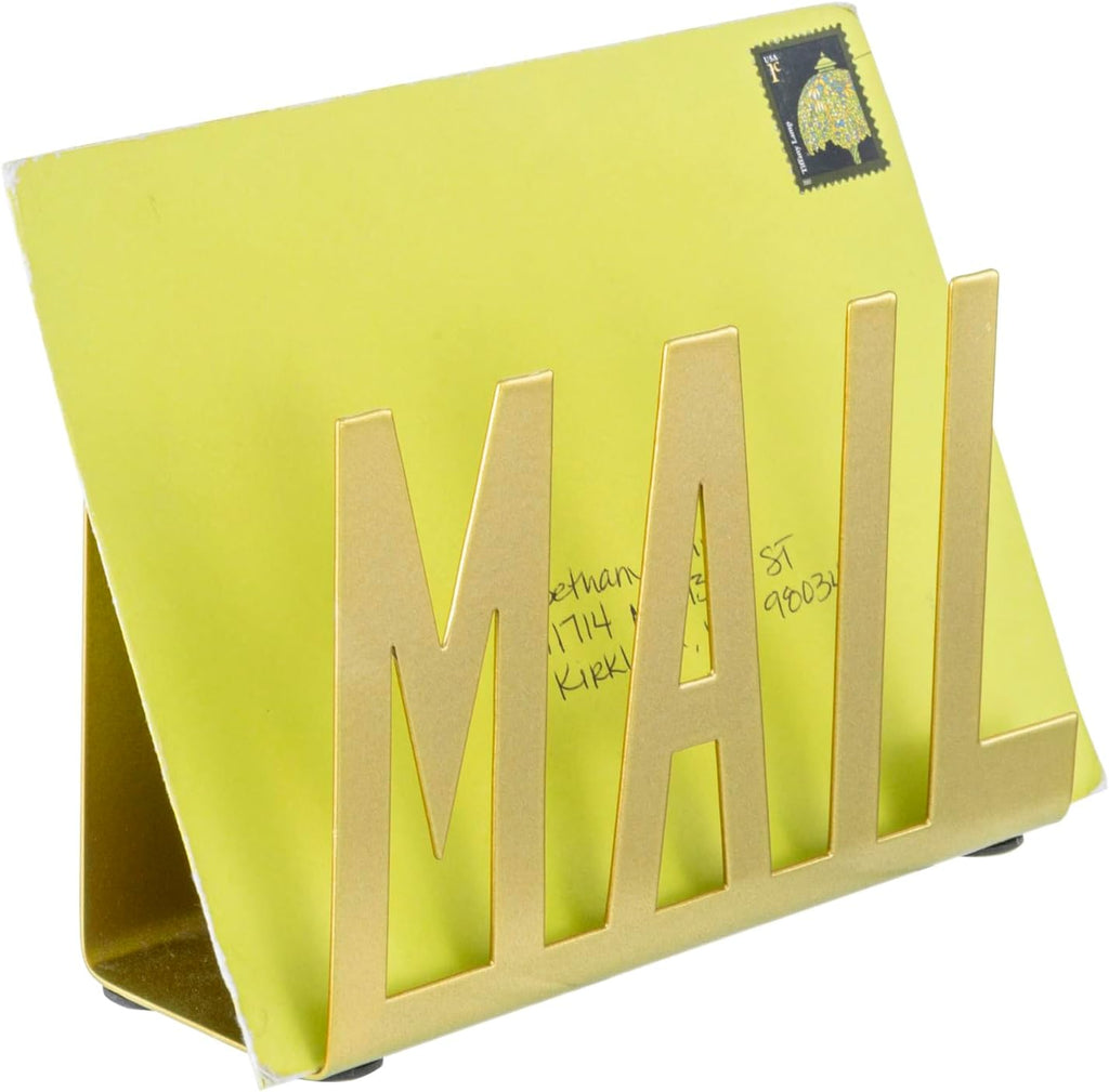 Modern Black Mail Holder Organizer with Cutout MAIL Lettering Design | Office Desktop Countertop Envelope and Document Storage Rack Entryway Office Home Storage Decorative Display - view 8