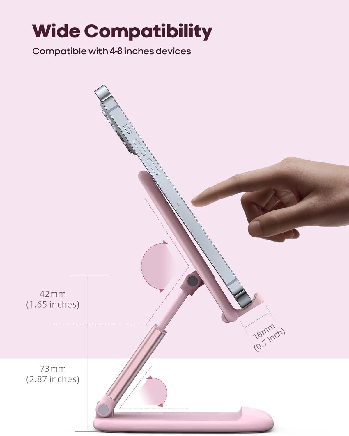 Pink Phone Holder, Desk Accessories - Rose Gold Office Holder | Desktop Cell Phone Stand, Office Desks Accessories, Desk Decor Gifts for Women, for Mothers Day, 4-8'' Telephone Stand - view 5