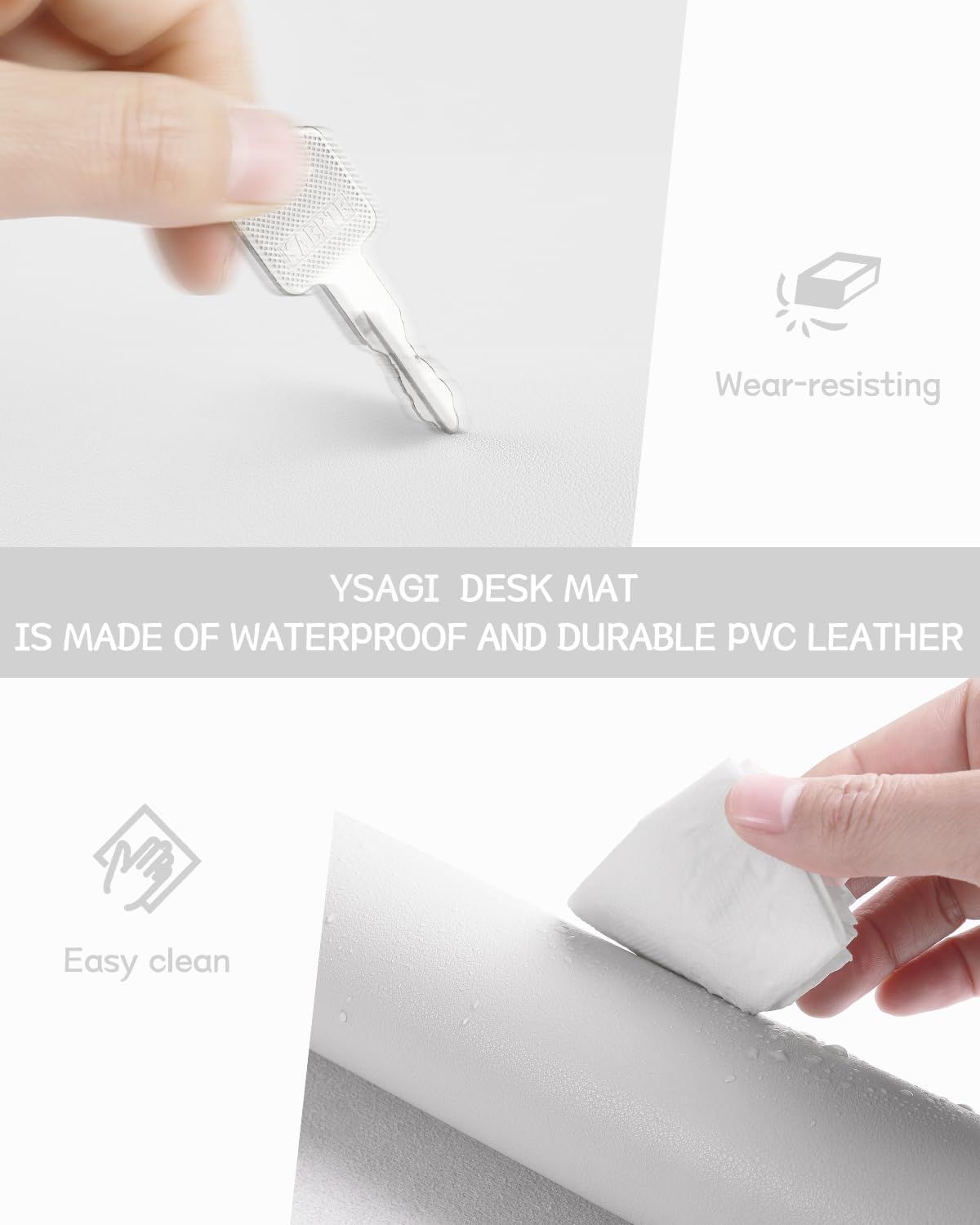 Non-Slip Leather Desk Pad, Waterproof Laptop Computer Desk Keyboard Mat, Table Protector Blotter Mat, Large Mouse Pad for Office/Work/Home/Decor(White, 31.5" x 15.7") - view 6